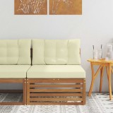 vidaXL canapea de mijloc Lemn Solid de Acacia Natural și Crem 900563