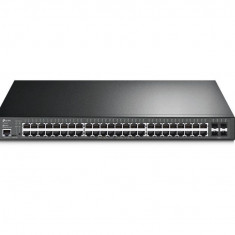 Switch TP-Link JetStream 48-Port Gigabit L2 Managed, TL-SG3452P interfata: 48× Porturi RJ45 10/100/1000 Mbps, 4× Sloturi Gigabit SFP, 1× Port RJ45 pe