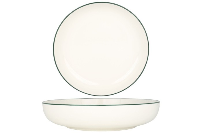 Rinart Farfurie ad&acirc;ncă - Green Edge - Porţelan - 26 cm (2000cc) - set de 6