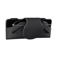 Etui Ochelari Auto Salestore.ro&reg; &ndash; Suport Parasolar, Clips Fixare, &Icirc;nchidere Magnetică, Piele Ecologică, Negru