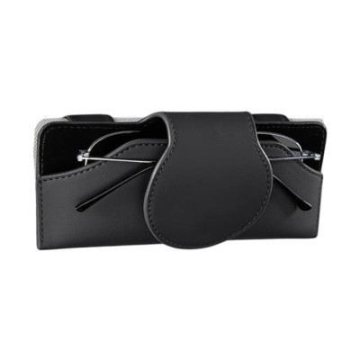 Etui Ochelari Auto Salestore.ro&amp;reg; &amp;ndash; Suport Parasolar, Clips Fixare, &amp;Icirc;nchidere Magnetică, Piele Ecologică, Negru foto