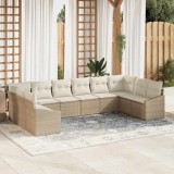 VidaXL Set de canapele pentru grădină 10 pcs Bej Rattan poli