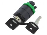 Comutator Rotativ cu Cheie 22mm Negru 2 Posiții