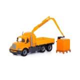 Camion cu macara si palet cuburi, 53x19x26 cm, 7Toys