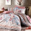 Lenjerie de pat matrimonial cu husa elastic pat si fata perna dreptunghiulara, Pastel, bumbac ranforce, gramaj tesatura 120 g/mp, multicolor