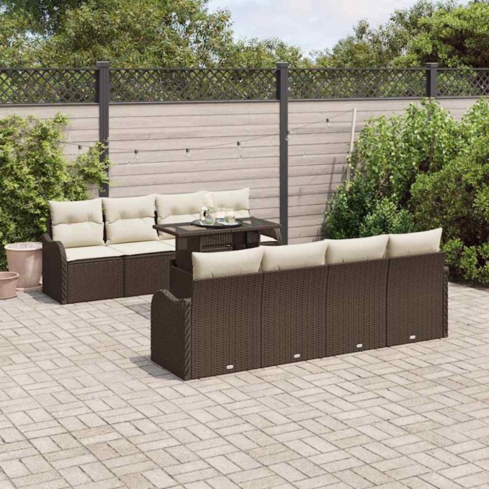 vidaXL Set de canapele pentru grădină 9 pcs Maro 100 x 55 x 73 cm 3357161