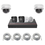 Kit supraveghere IP Hikvision cu 4 camere 4MP, NVR 8 canale PoE