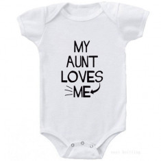Body alb pentru bebelusi - My aunt loves me (Marime Disponibila: 18-24 luni) foto