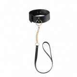 Zgarda cu lesa MAZE - Wide choker with leash black