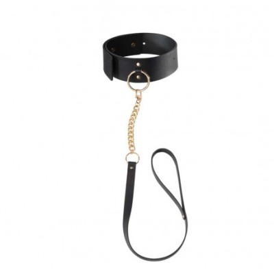 Zgarda cu lesa MAZE - Wide choker with leash black foto