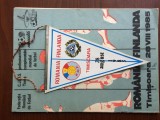 program meci international de fotbal romania - finlanda timisoara 1985 FRF preliminariile campionatului mondial mexico 1986 fan sport hobby + fanion