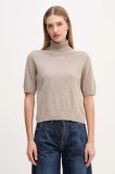 United Colors of Benetton pulover de l&acirc;nă pentru copii culoarea maro, light, cu guler, 102HD203X