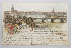 GRUSS AUS FRANKFURT AM MAIN , CARTE POSTALA ILUSTRATA , CROMOLITOGRAFIE , POLICROMA , CIRCULATA , CLASICA foto