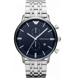 Ceas Barbatesc Emporio Armani AR1648 Cronograf, Bratara Metalica Argintie, Cadran Negru, 43mm