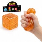 Cub Antistres Glitter Ice Cube Jucarie Senzoriala Squishy Din Gel Elastic 4x4cm