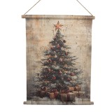 Cumpara ieftin Decor perete Brad Craciun textil multicolor lemn 55x3x75 cm