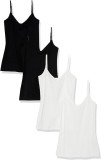 Set 3 Maiouri cu bretele subtiri, cu decolteu in V pentru femei Amazon Essentials, Marimea XS - OUTLET