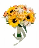 Buchet de Flori Eventissimi - Trandafiri, Floarea Soarelui si Bujori, Multicolor, Eventissimi&reg;