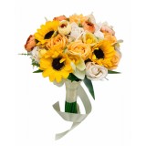 Buchet de Flori Eventissimi - Trandafiri, Floarea Soarelui si Bujori, Multicolor