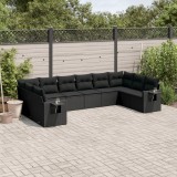 Cumpara ieftin Set canapele de grădină cu perne, 10 piese, negru, poliratan