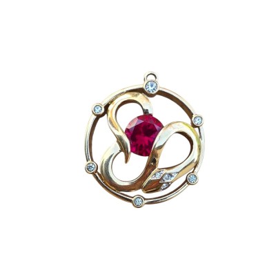 PANDANTIV VINTAGE STATEMENT DIN METAL PLACAT CU AUR, PIERRE LANG foto