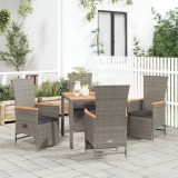 Cumpara ieftin Set mobilier de grădină cu perne, 5 piese, gri, poliratan