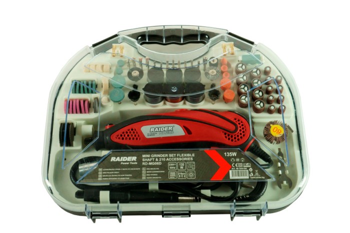 Mini polizor drept +accesorii 135W RD-MG06D, Raider 044104