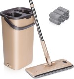 Cumpara ieftin Set De Curateneie, Mop Plat + Galeata Scurgere, Rezerve De Microfibra Incluse, Bej - CN