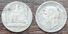 (A968) MONEDA DIN ARGINT ITALIA - 5 LIRE 1929, VITTORIO EMANUELE III foto