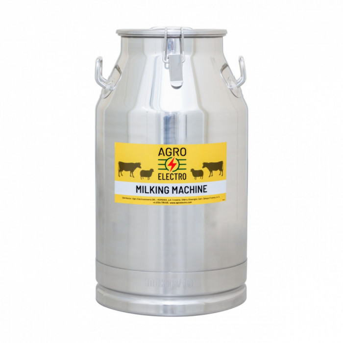 Bidon inox pentru transport lapte, cu capac tip clips, 40&nbsp;litri