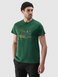 Tricou regular cu imprimeu pentru bărbați - verde, 4F Sportswear