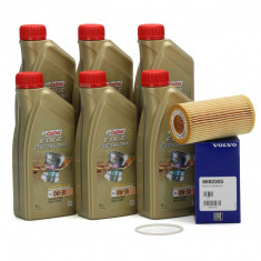 Set 6 Buc Ulei Motor Castrol Edge Titanium FST A5 0W-30 Volvo 1L 15AF7A + Filtru Ulei Oe Volvo V40 2012→ 8692305