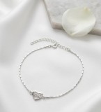 Cumpara ieftin Bratara din Argint 925 cu Inima Decupata , zLOVE, E i Lant Texturat , Romantism E i Eleganta Discreta