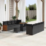 VidaXL Set de canapele pentru grădină 11 pcs Negru 90 x 55 x 71 cm