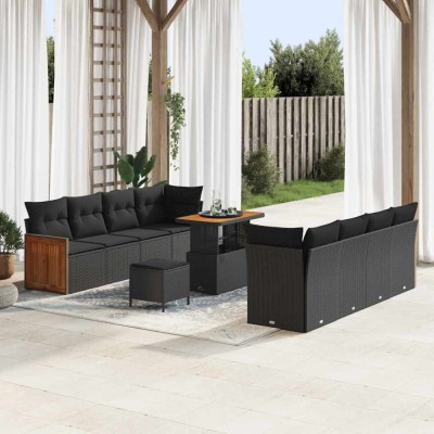 vidaXL Set de canapele pentru grădină 11 pcs Negru 90 x 55 x 71 cm 3365229 foto