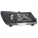 Far Skoda Superb 06.2013-07.2015, Dreapta, tip bec H15+H7+Psy24w, reglare electrica, cu lumini pentru timp de zi, cu motoras, ECE, Hella, 3T1941016F,