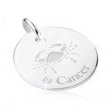 Cumpara ieftin Pandantiv rotund realizat din argint 925, semn zodiacal RAC, stras transparent