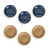 Set de 6 Farfurii de Petrecere Kraft Albastru cu Stele Aurii, CMCLASS