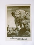 Rară! Carte poș. propag.Germania nazistă-Polonia ocupată 13 august 1943,ștampilă specială Cracovia,timbru comemorativ:Nu tu ești etalonul!Ci frontul!