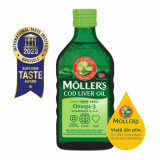 Moller&#039;s Cod liver oil Omega-3 aroma de mere verzi, 250ml