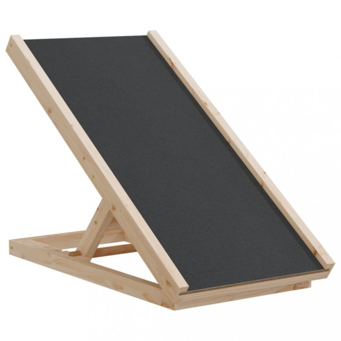 Rampa pentru caini, gri, 70x35 cm, lemn masiv de brad