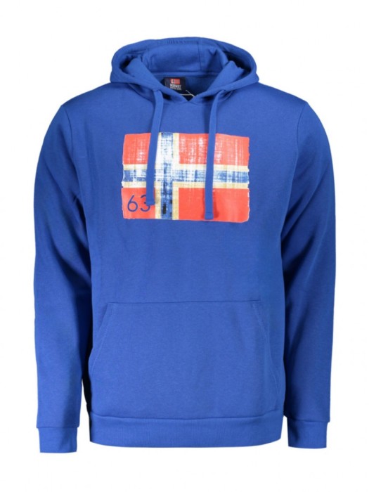 Hanorac bărbați fară fermoar cu imprimeu cu logo, Albastu, 2XL