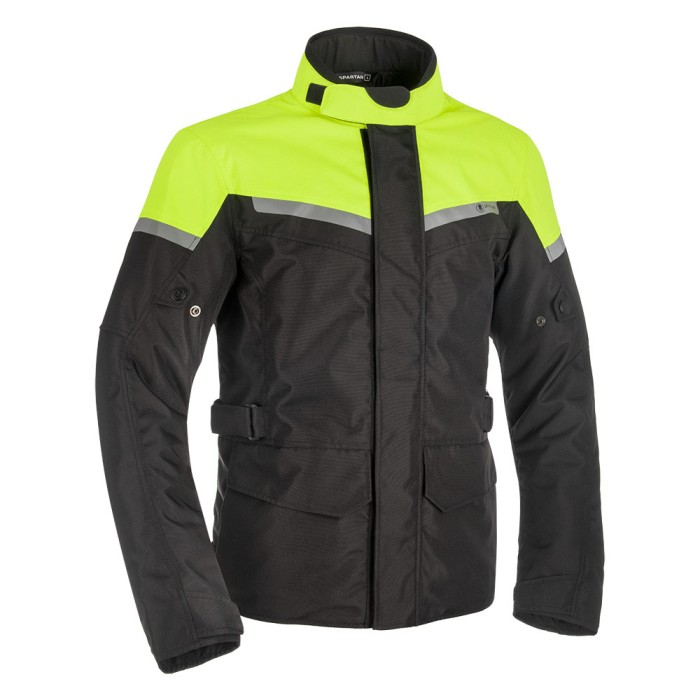 Geaca textila impermeabila Oxford Spartan, versiune lunga, culoare negru/fluo, m... Cod Produs: MX_NEW SM210102LOX