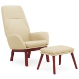 Cumpara ieftin Scaun de relaxare cu taburet, crem, textil