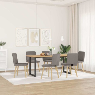 vidaXL Scaune de sufragerie, 6 buc., gri taupe, material textil foto