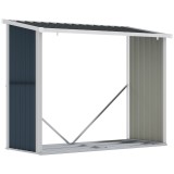 Outsunny Șopron pentru lemne din oțel galvanizat, adăpost depozitare bușteni cu acoperiș &icirc;nclinat pentru grădină/terasă exterior 185x84x133,5/148,5 cm