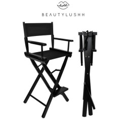 Scaun makeup, pliabil, maxim 140 kg, suport picioare, impermeabil, negru
