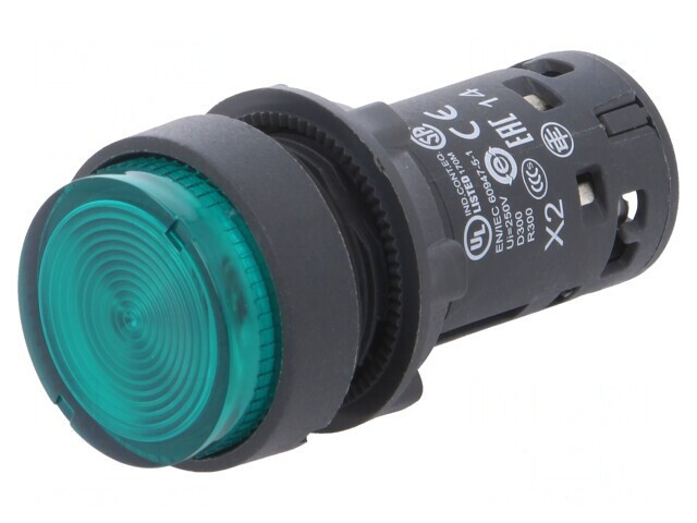 Comutator apăsare 22mm 1 NO verde