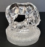 Iapa cu manz - Statueta cai vintage turnata, sticla plina mata + translucida