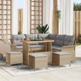 Set de Sofa de Grădină vidaXL cu Perne Bej Poli Ratan Acacia